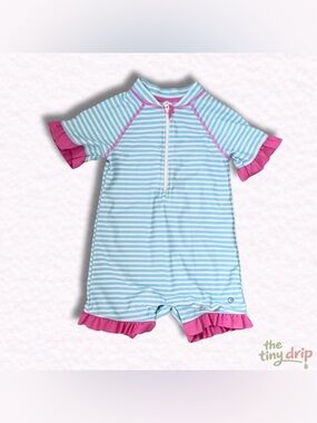 Ripzone Baby Girl Stripe Rashguard Romper (Size 12-18m)